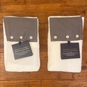 Pair of 2 Ralph Lauren RL Organic Sateen Border King Sham 20"L x 36"W Graphite